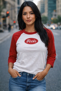 Fools Womens 3/4 Sleeve Fitted Raglan Top