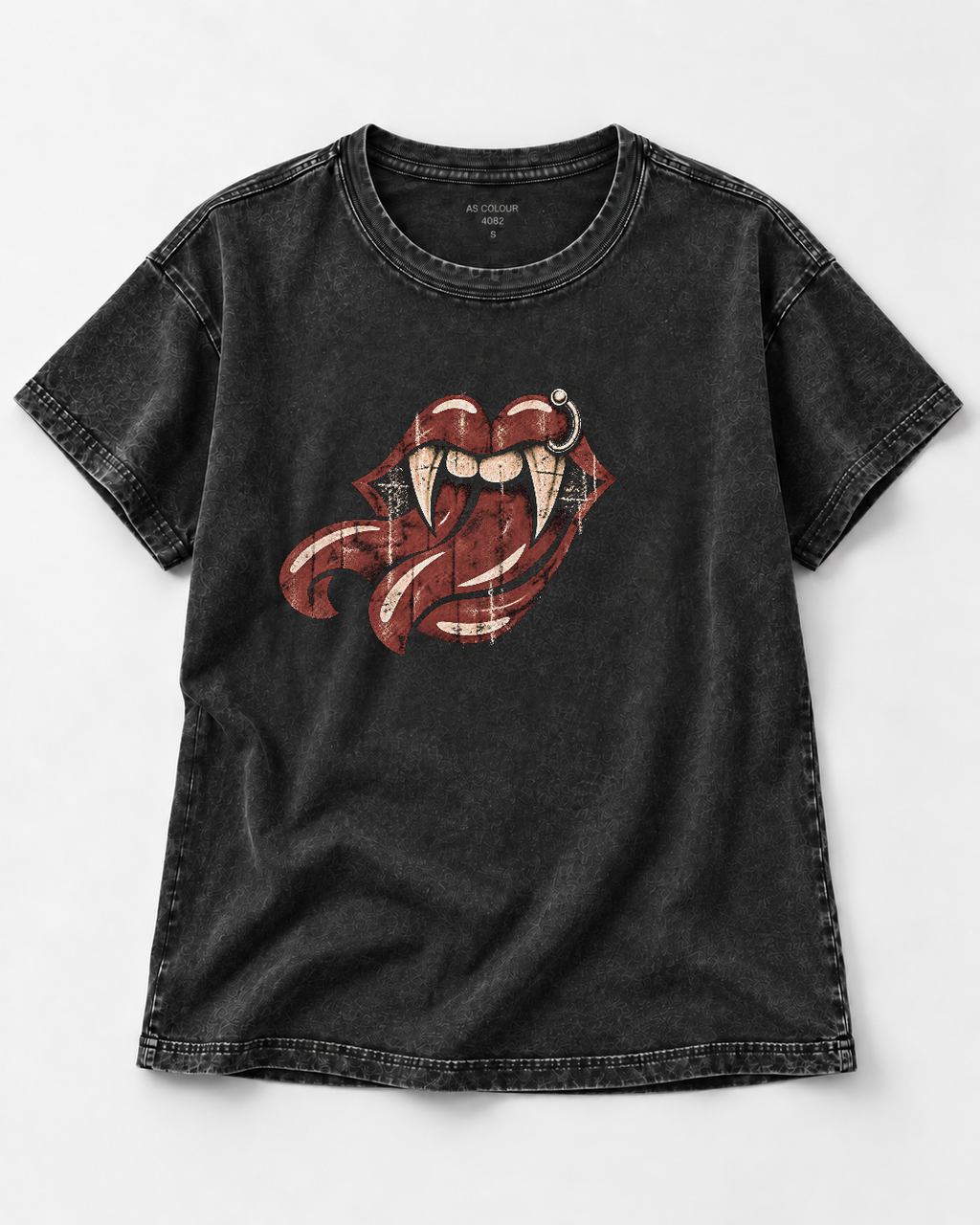 VULGATI Women's "Lethal Lips" Faded Tee