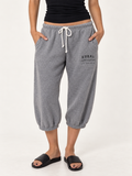 RURAL cropped sweatpants in Athletic Grey with black Off the Grid horizon artwork; concept mockup